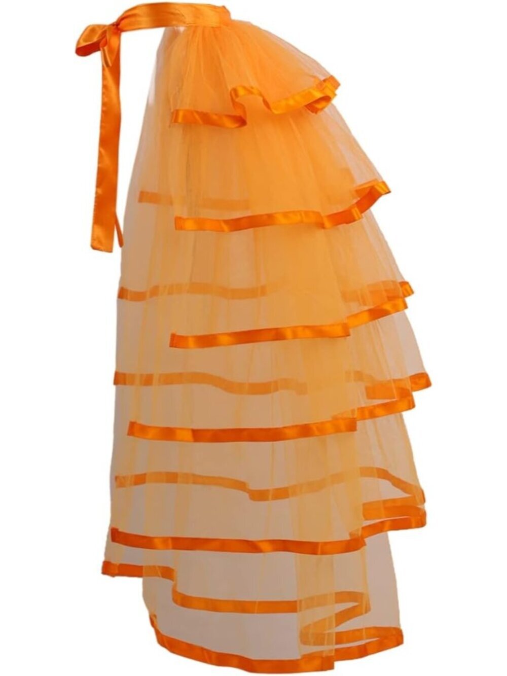 Women's Orange Steampunk Bustle 6 Layered Tie On Belt Tulle Tutu Over Skirt